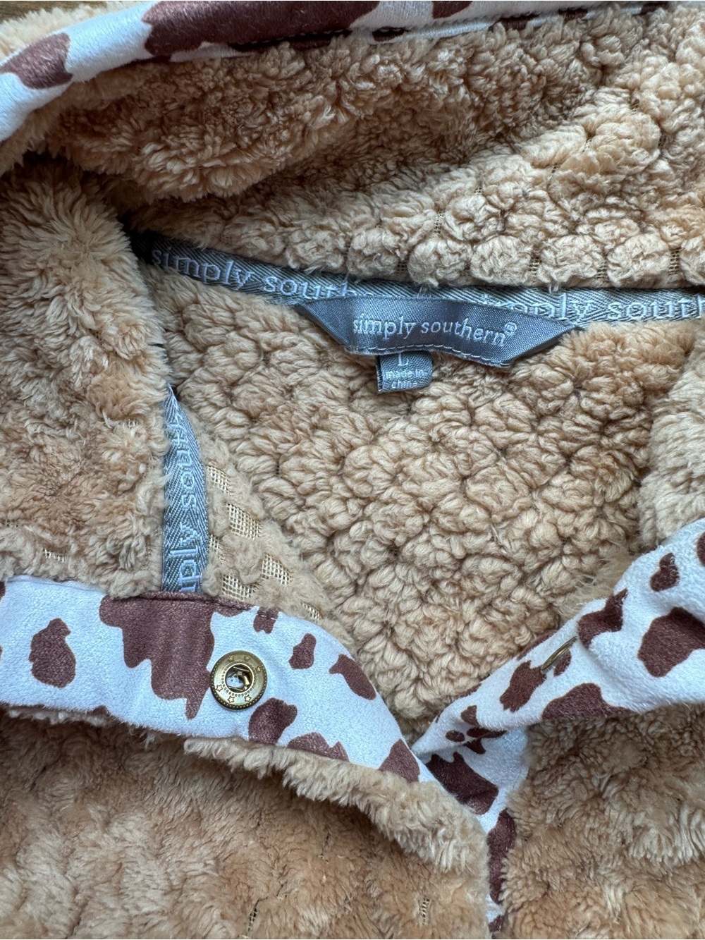 Cozy Tan Fleece Simply Southern Jacket L - Picture 3 of 6
